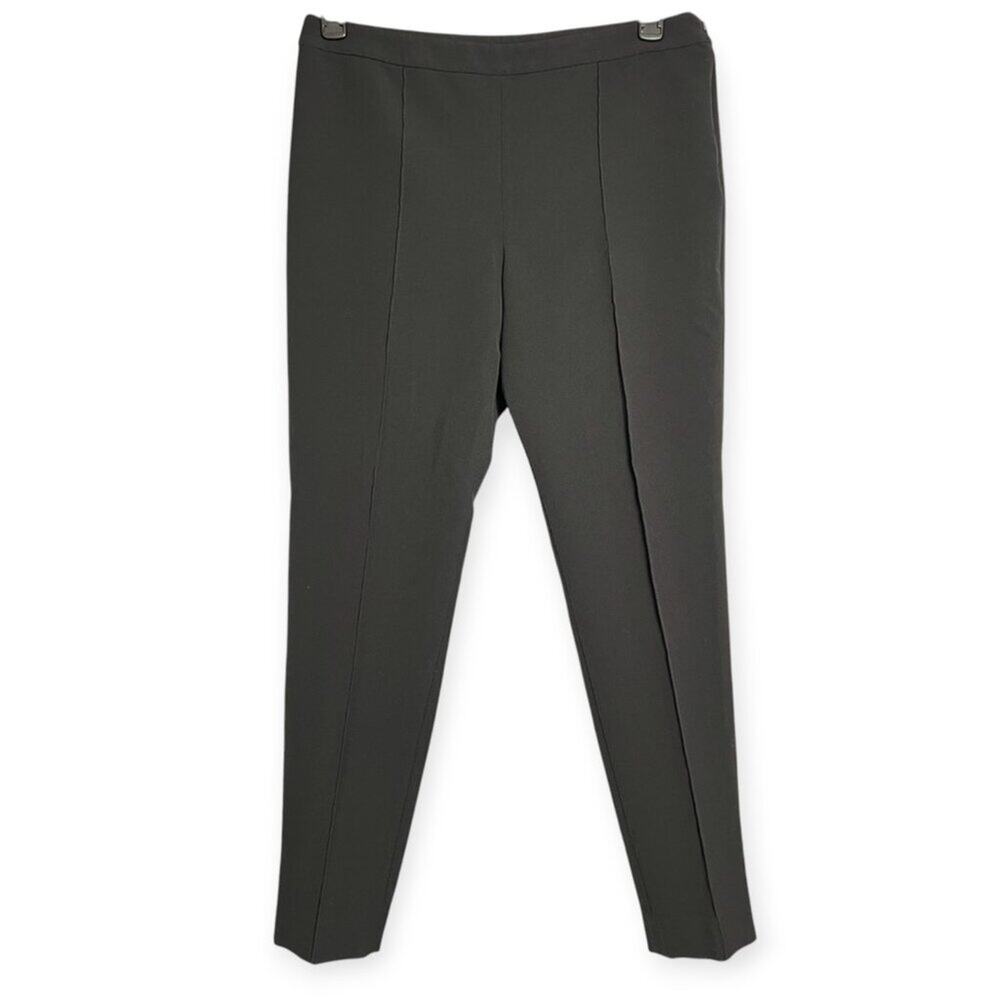 St. John Pintuck High Rise Tapered Trousers SIZE 10 Black Side Zip Ankle USA